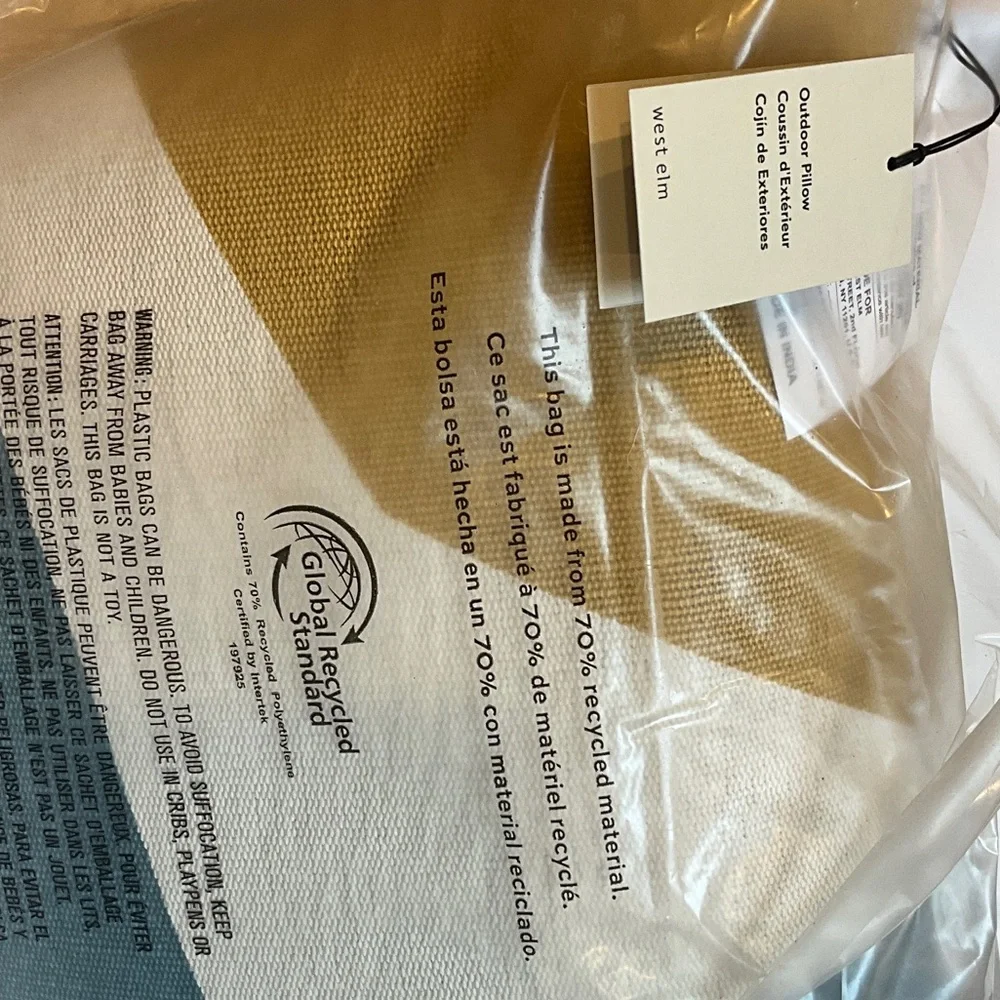 West Elm Geometric Accent Pillow - Blue, Gold, and Cream